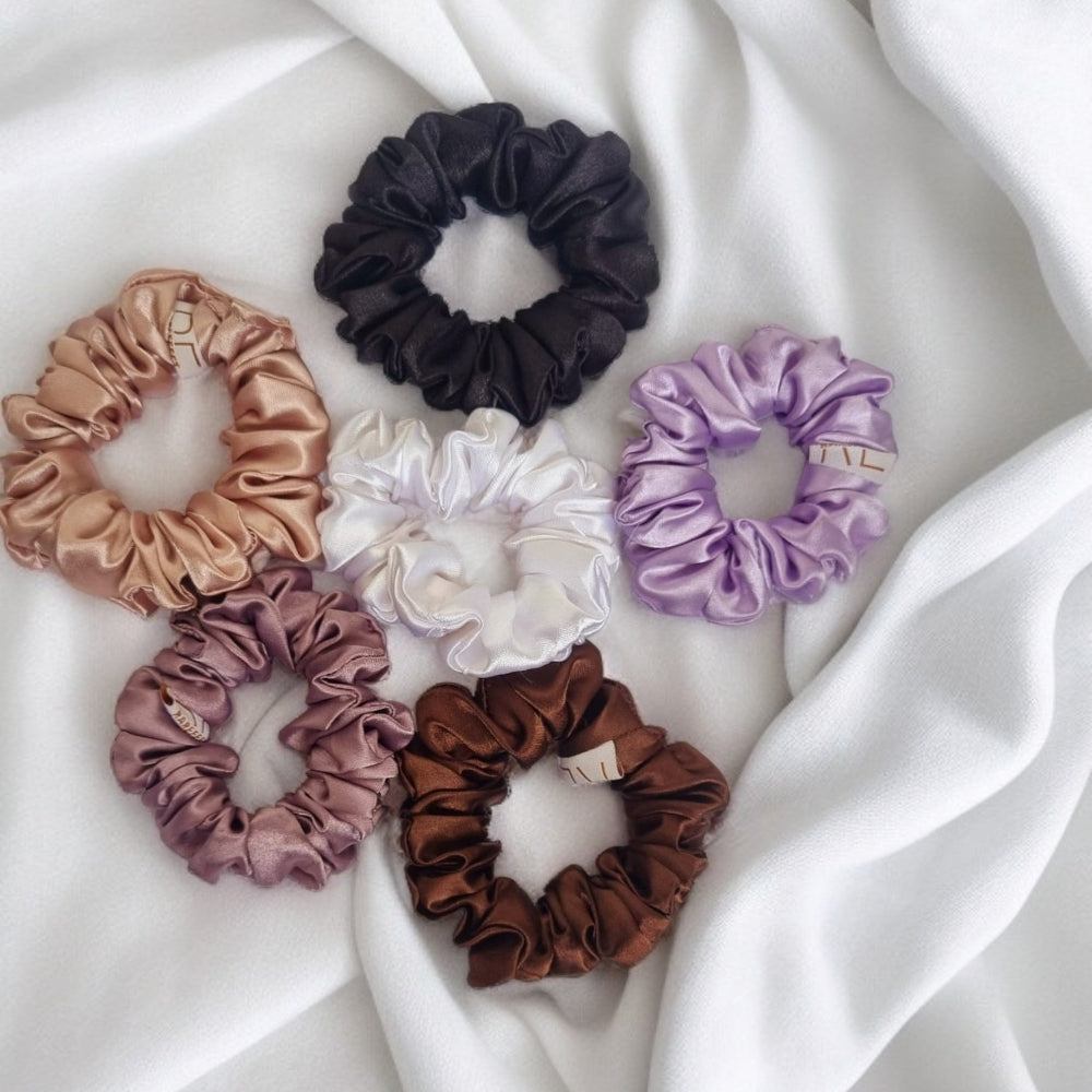 Set of 6 Small size Satin silk Scrunchies