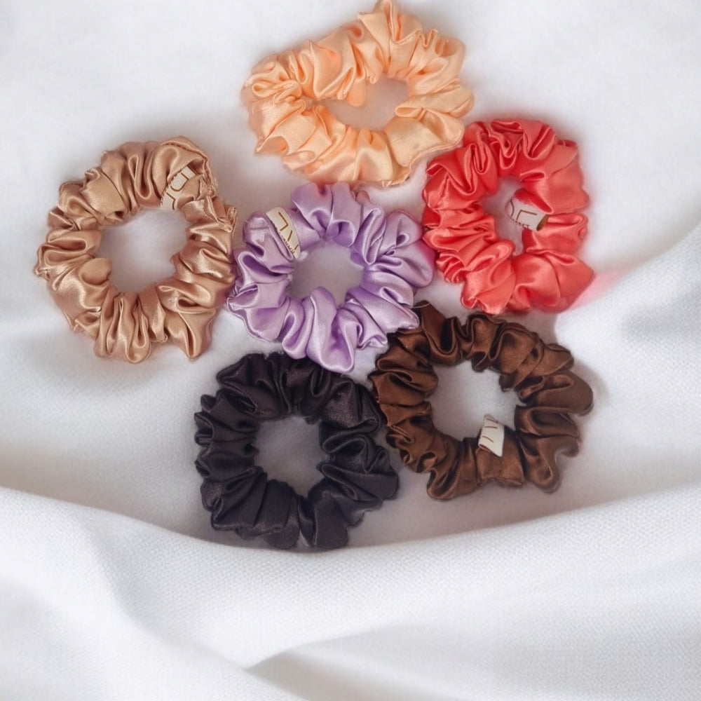 Set of 6 Small size Satin silk Scrunchies
