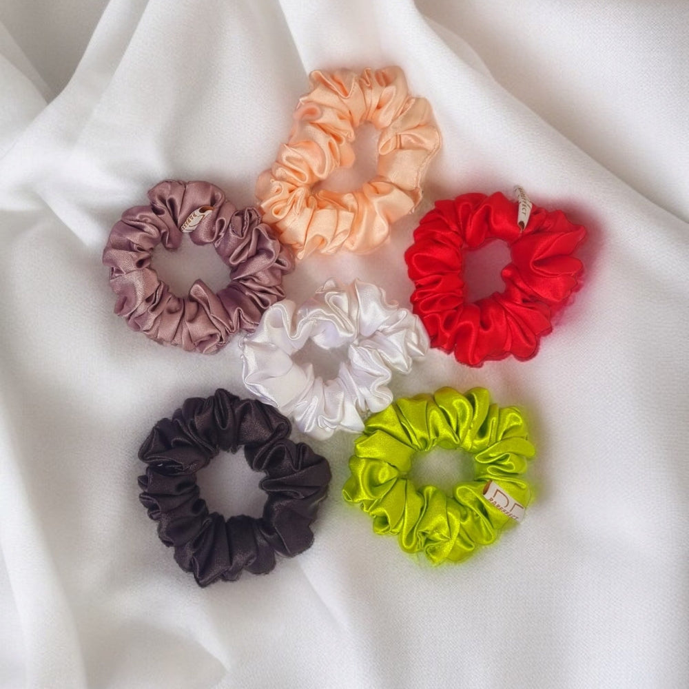 Set of 6 Small size Satin silk Scrunchies